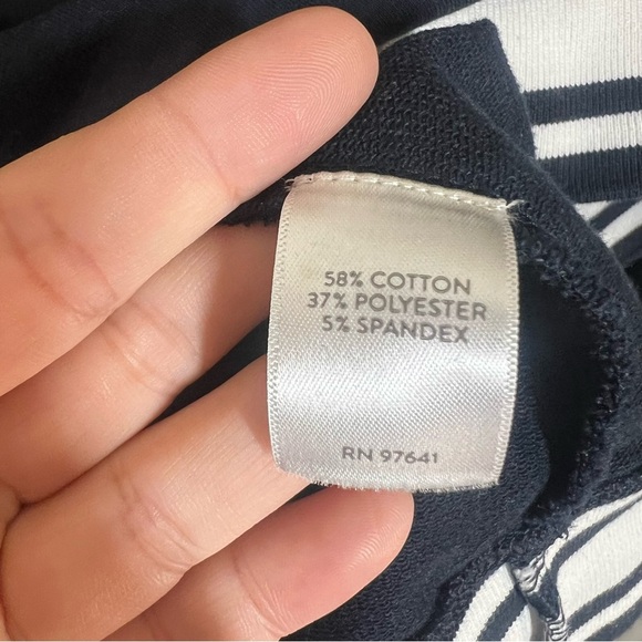 J Jill Fit Womens Navy Blue Contrast Band Pullover Shirt Size XL Cotton Blend - Picture 6 of 9